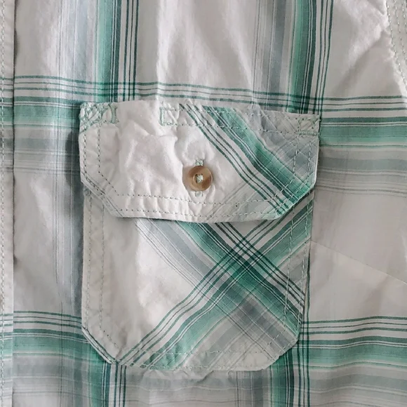 Carhartt Women's White and Green Plaid Button Down 3/4 Sleeves Shirt Size M - Picture 7 of 16